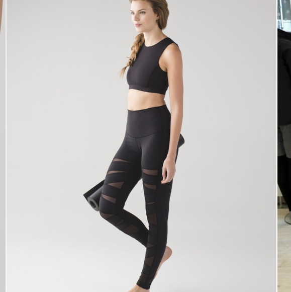 Lululemon Wunder Under Pant (Hi-Rise) (Tech Mesh) Black - Picture 4 of 12